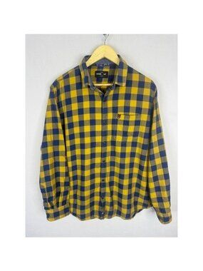 Spykar X Young Restless Mens 2XL Buffalo Check Button Down Shirt Yellow Navy